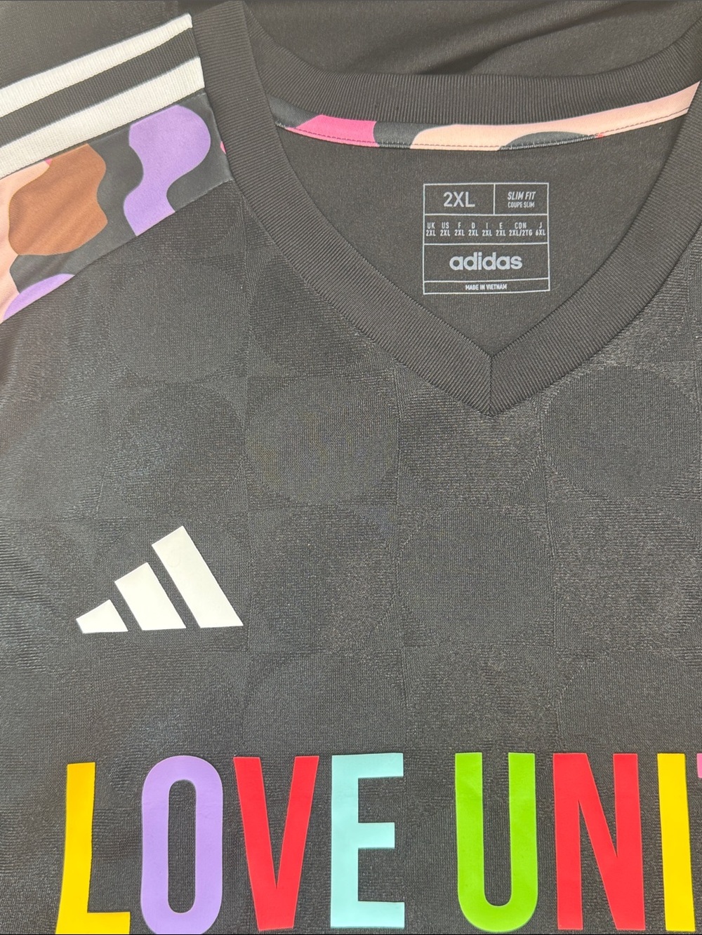 Adidas x Rich Mnisi Love Unites Pride Soccer Jersey 2XL Slim Fit Black Multi - Picture 7 of 8